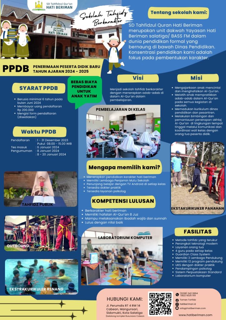 PPDB SD TQ Hati Beriman Salatiga 2024-2025
